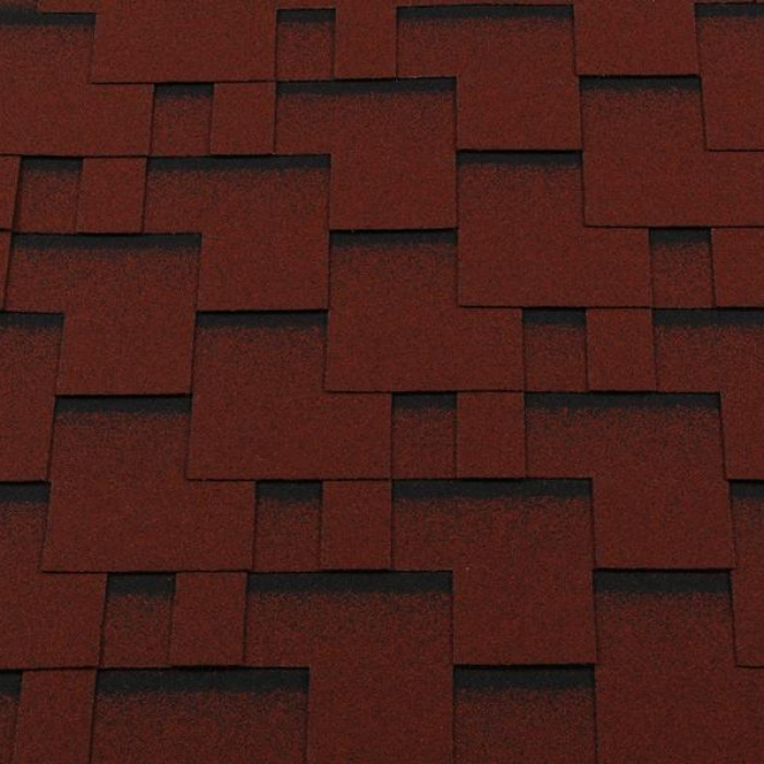 Мягкая кровля Roofshield Premium Модерн Красный с оттенением
